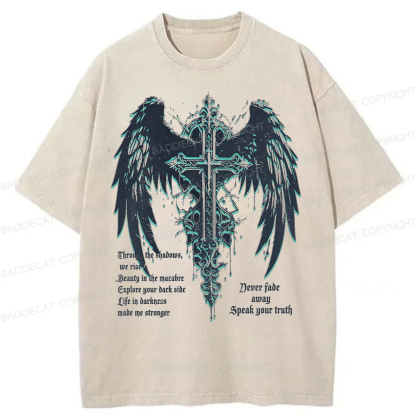 Baddiecat Retro Gothic Punk Washed T-shirt