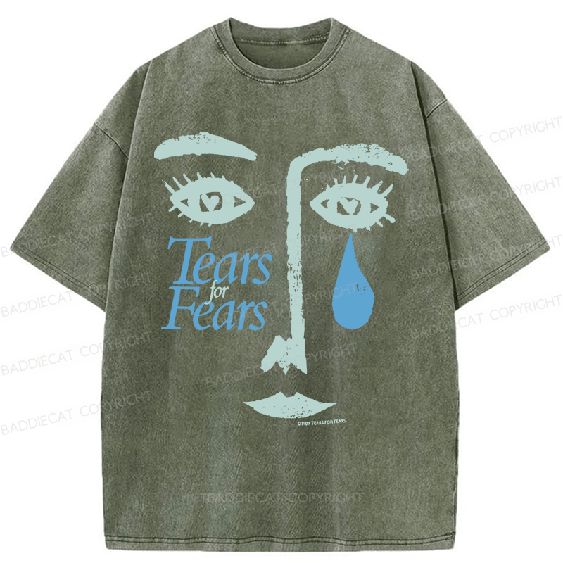 Baddiecat Tears For Fears Tee Ultra Faded Post Punk New Wave Band Washed T-shirt