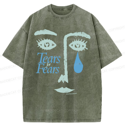 Baddiecat Tears For Fears Tee Ultra Faded Post Punk New Wave Band Washed T-shirt