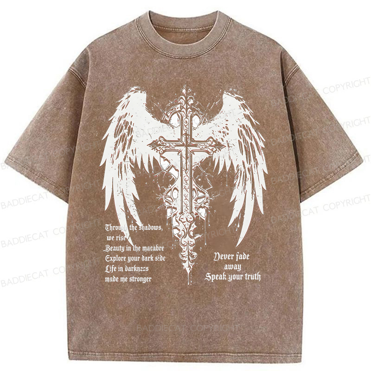 Baddiecat Retro Gothic Punk Washed T-shirt