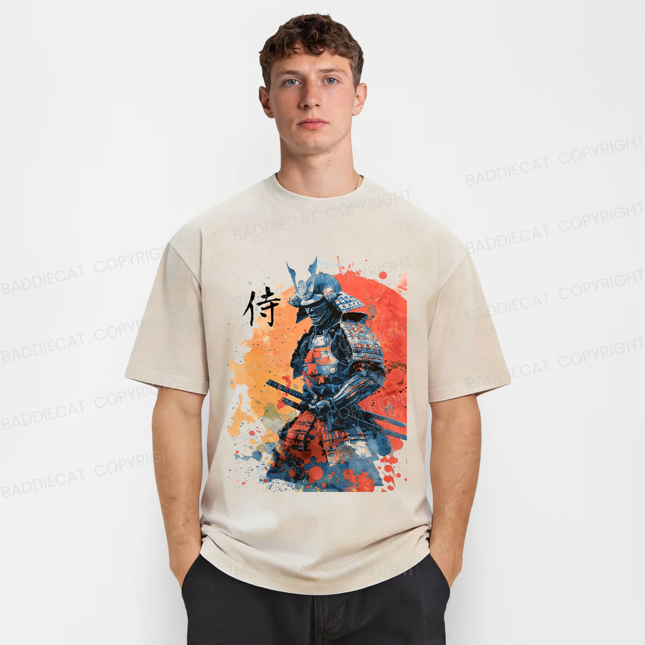 Baddiecat Samurai Washed T-shirt