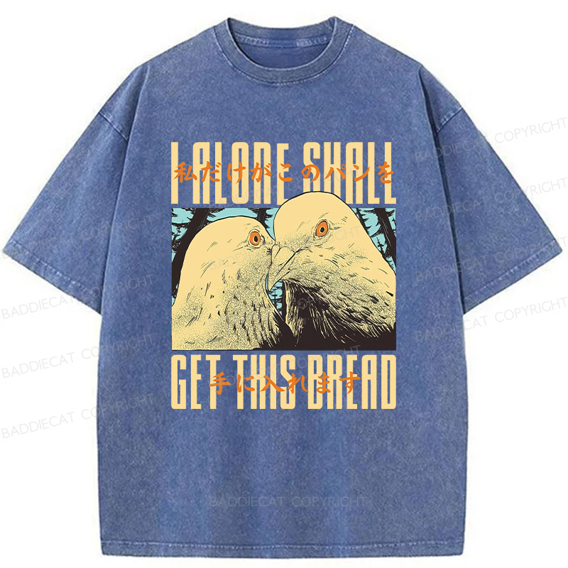 Baddiecat Japanese Get This Bread Pigeon Washed T-shirt