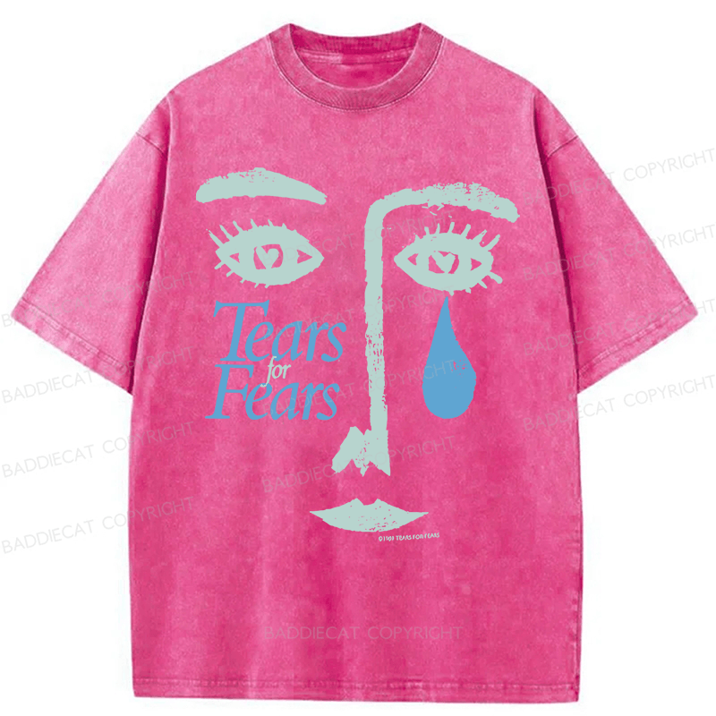 Baddiecat Tears For Fears Tee Ultra Faded Post Punk New Wave Band Washed T-shirt