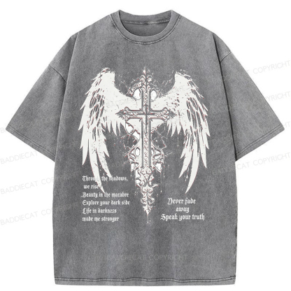 Baddiecat Retro Gothic Punk Washed T-shirt