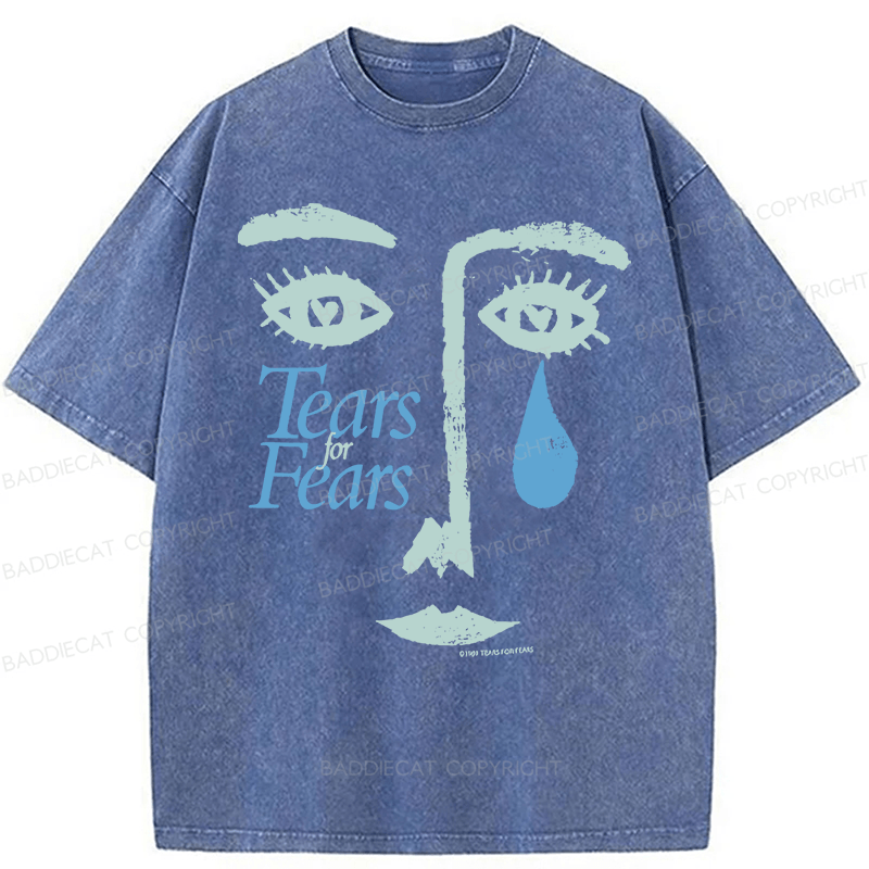 Baddiecat Tears For Fears Tee Ultra Faded Post Punk New Wave Band Washed T-shirt