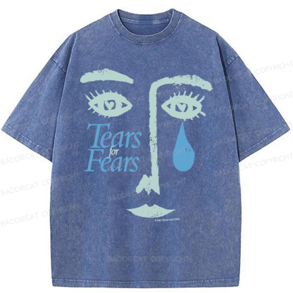 Baddiecat Tears For Fears Tee Ultra Faded Post Punk New Wave Band Washed T-shirt