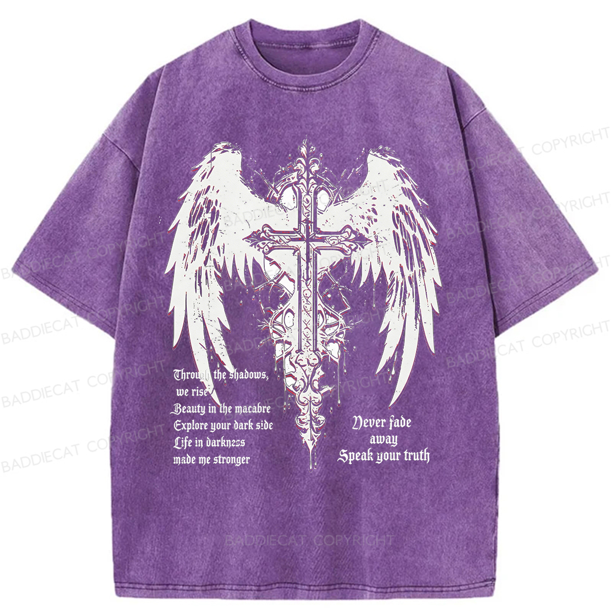 Baddiecat Retro Gothic Punk Washed T-shirt