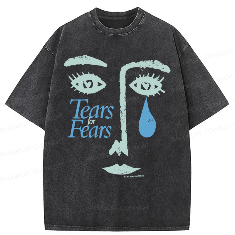 Baddiecat Tears For Fears Tee Ultra Faded Post Punk New Wave Band Washed T-shirt