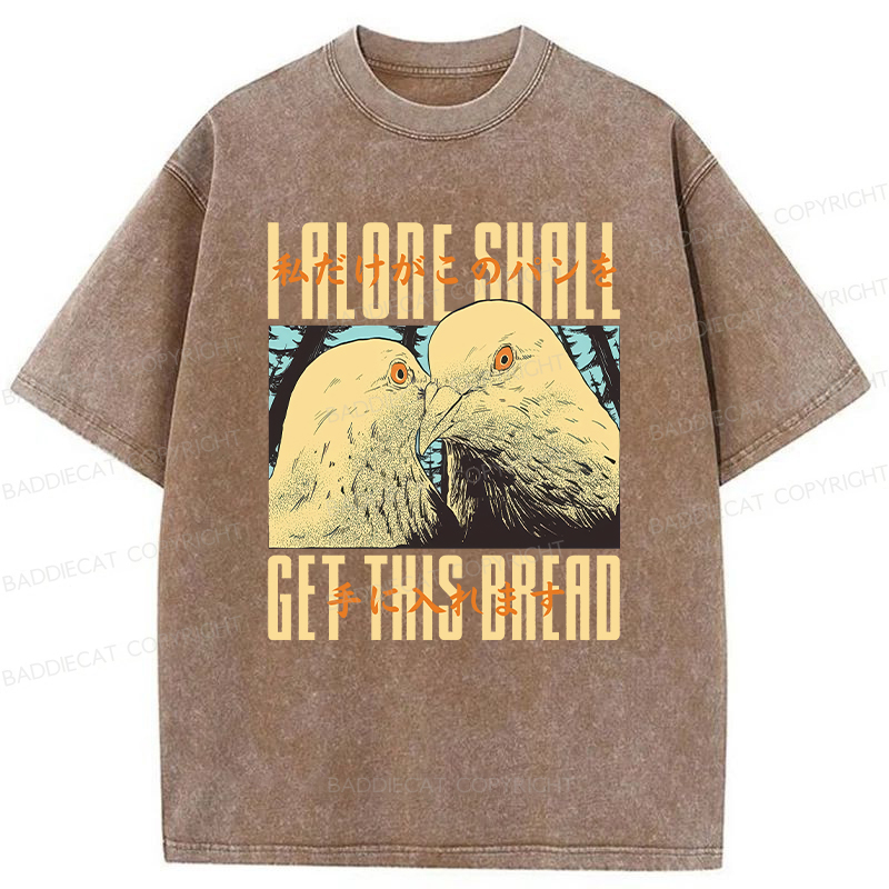 Baddiecat Japanese Get This Bread Pigeon Washed T-shirt