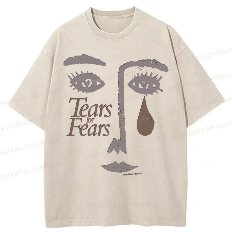 Baddiecat Tears For Fears Tee Ultra Faded Post Punk New Wave Band Washed T-shirt