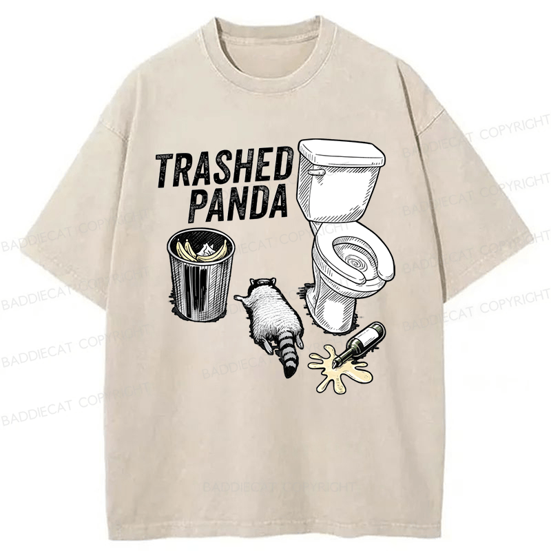 Baddiecat Trashed Panda Funny Drunk Raccoon Washed T-shirt