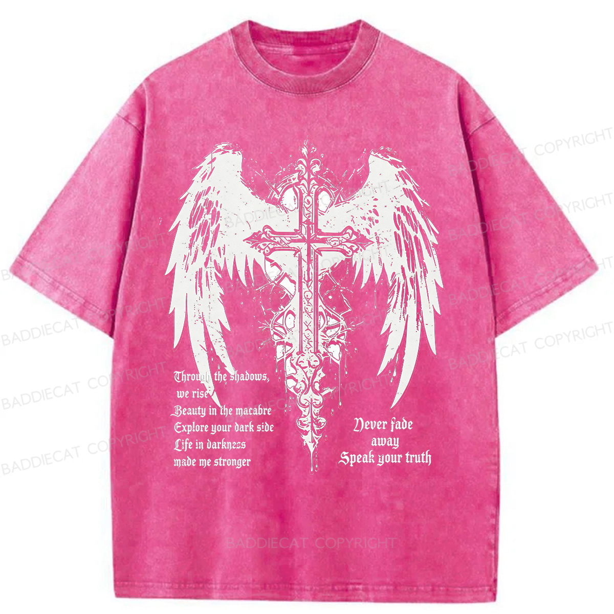 Baddiecat Retro Gothic Punk Washed T-shirt
