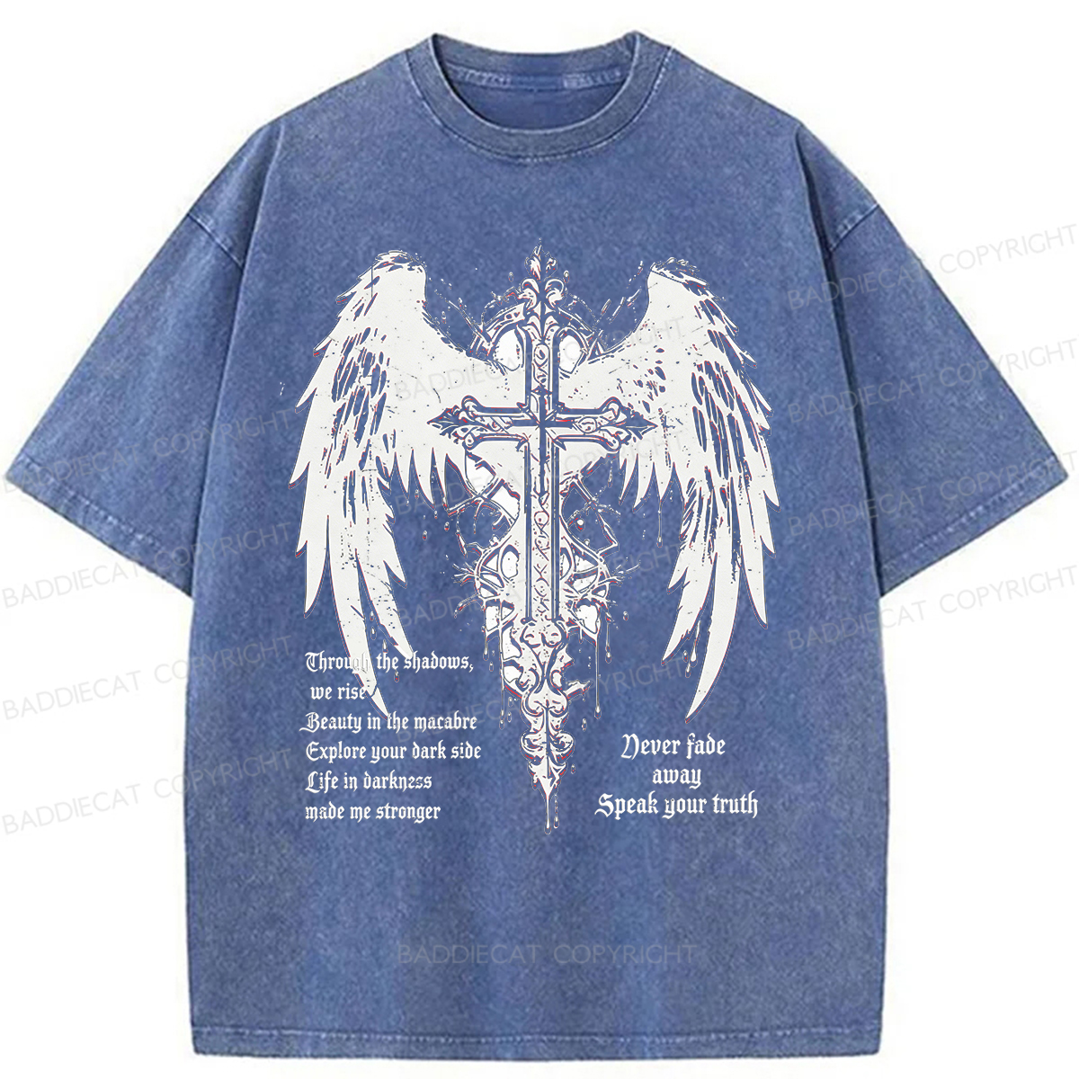 Baddiecat Retro Gothic Punk Washed T-shirt