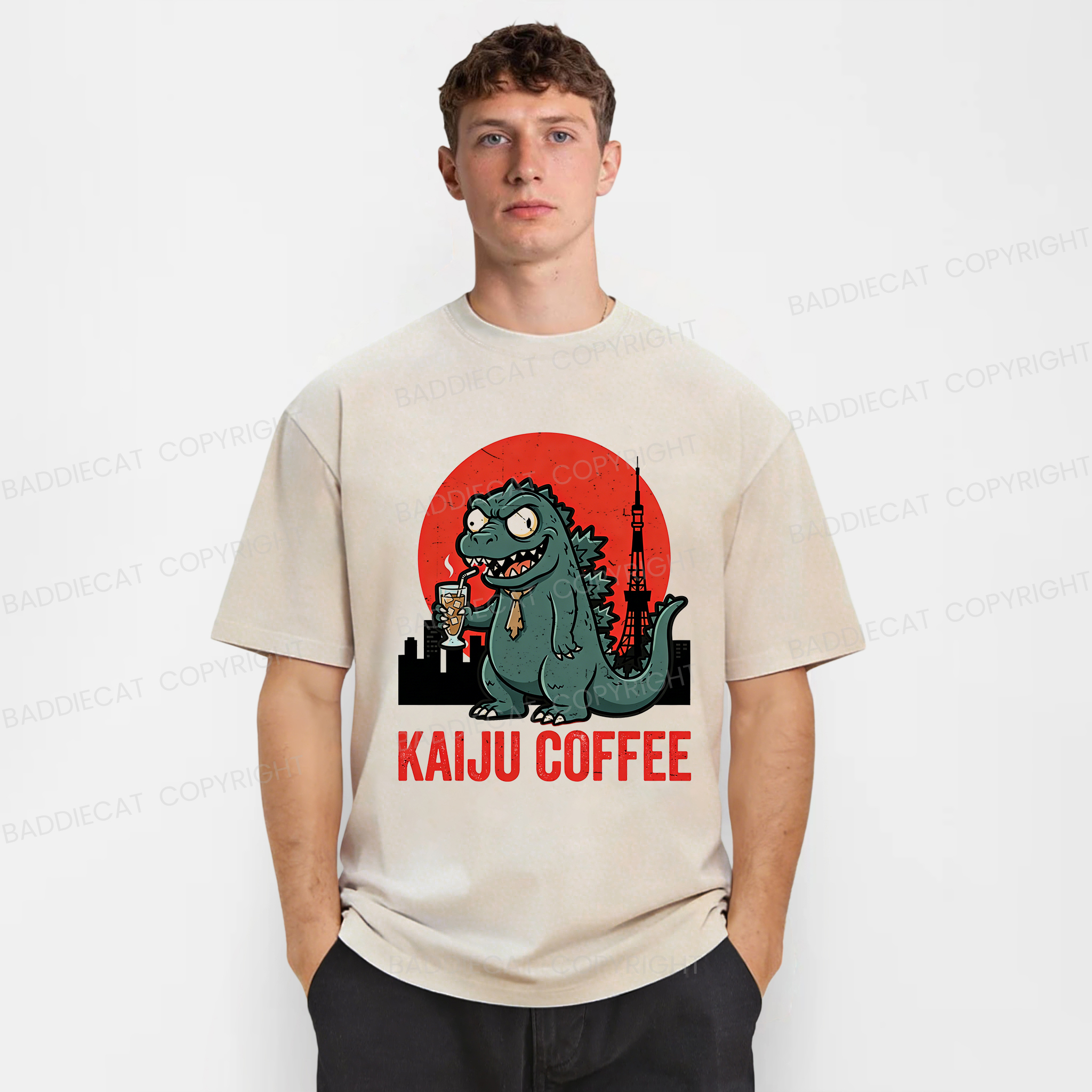 Baddiecat Kaiju Coffee Washed T-shirt