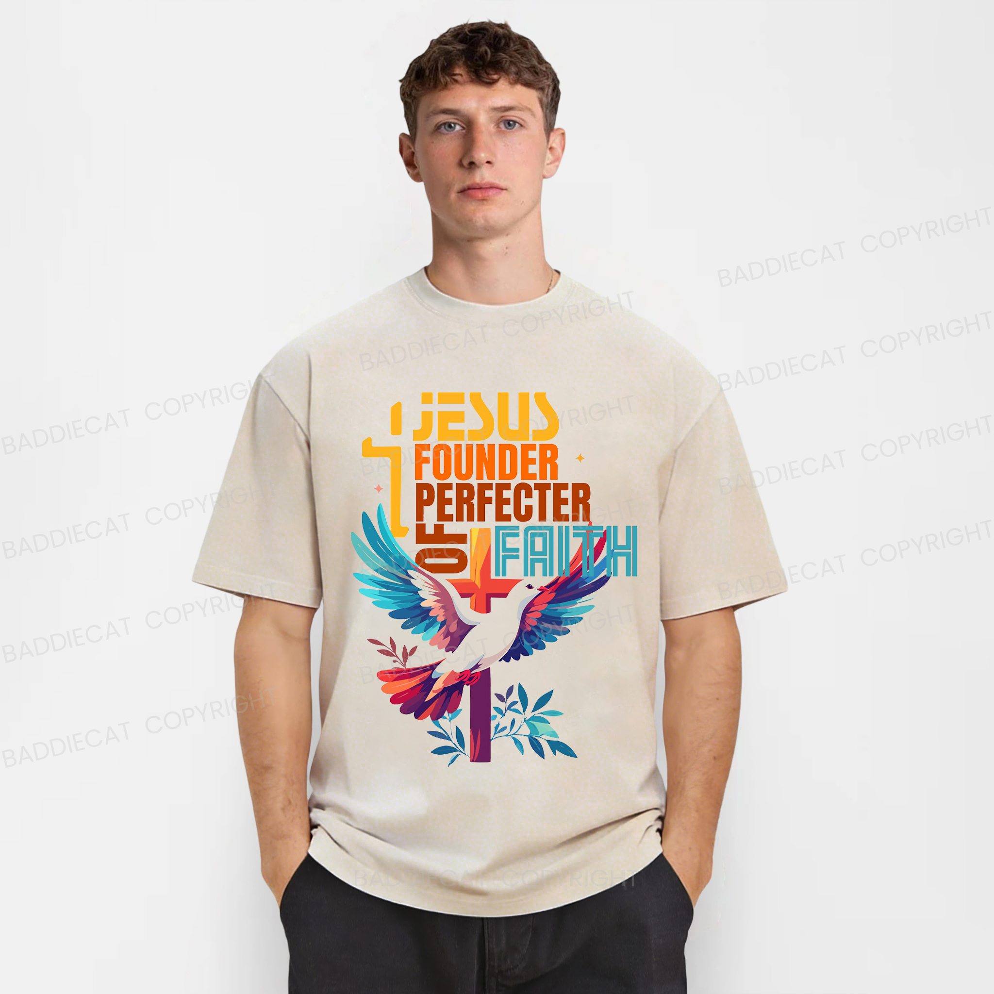 Baddiecat Jesus Founder Perfecter Of Faith Washed T-shirt