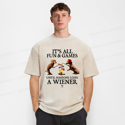 Baddiecat Dachshunds Grilling Sausages Washed T-shirt