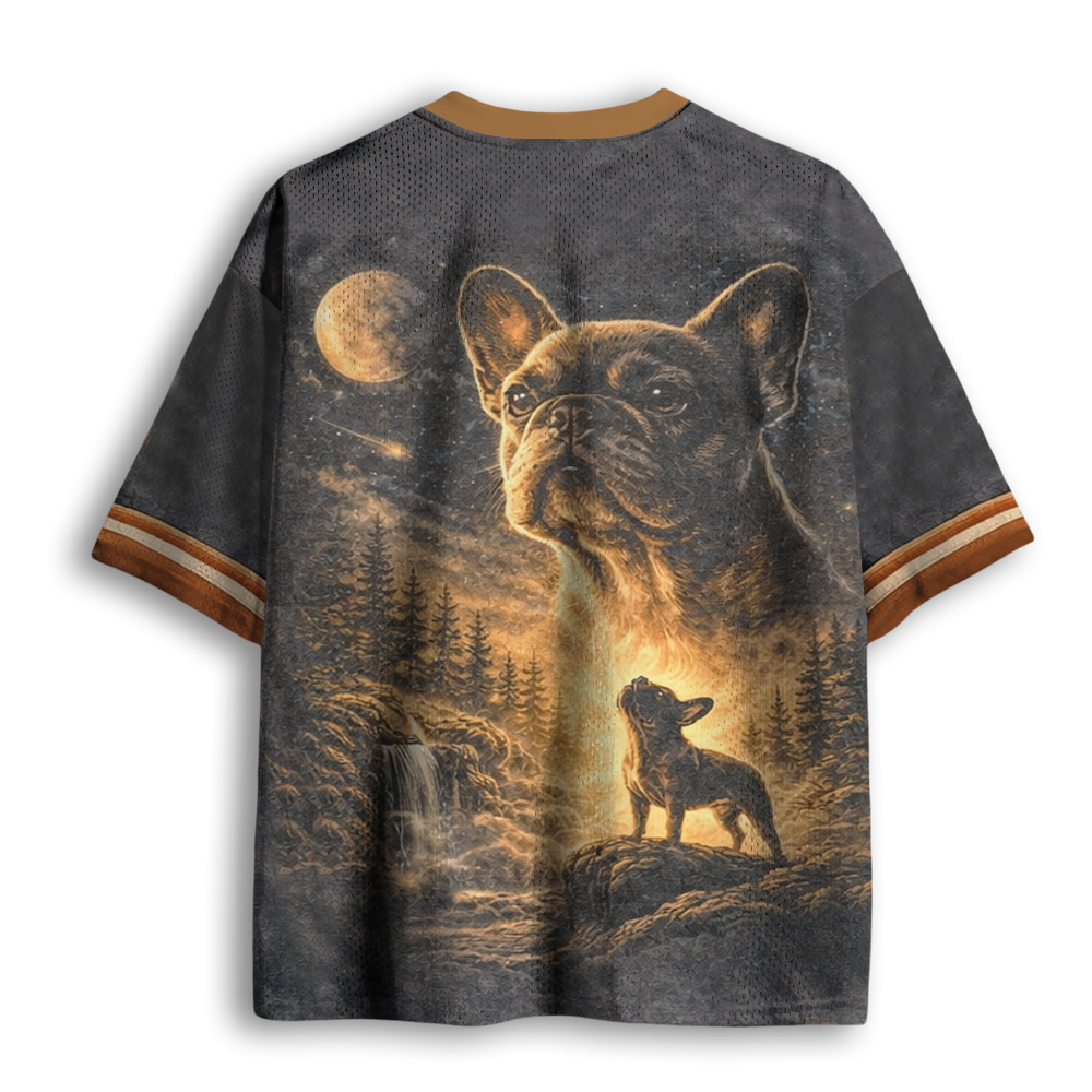 Baddiecat French Bulldog Howling To The Moon Mesh Jersey