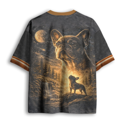 Baddiecat French Bulldog Howling To The Moon Mesh Jersey