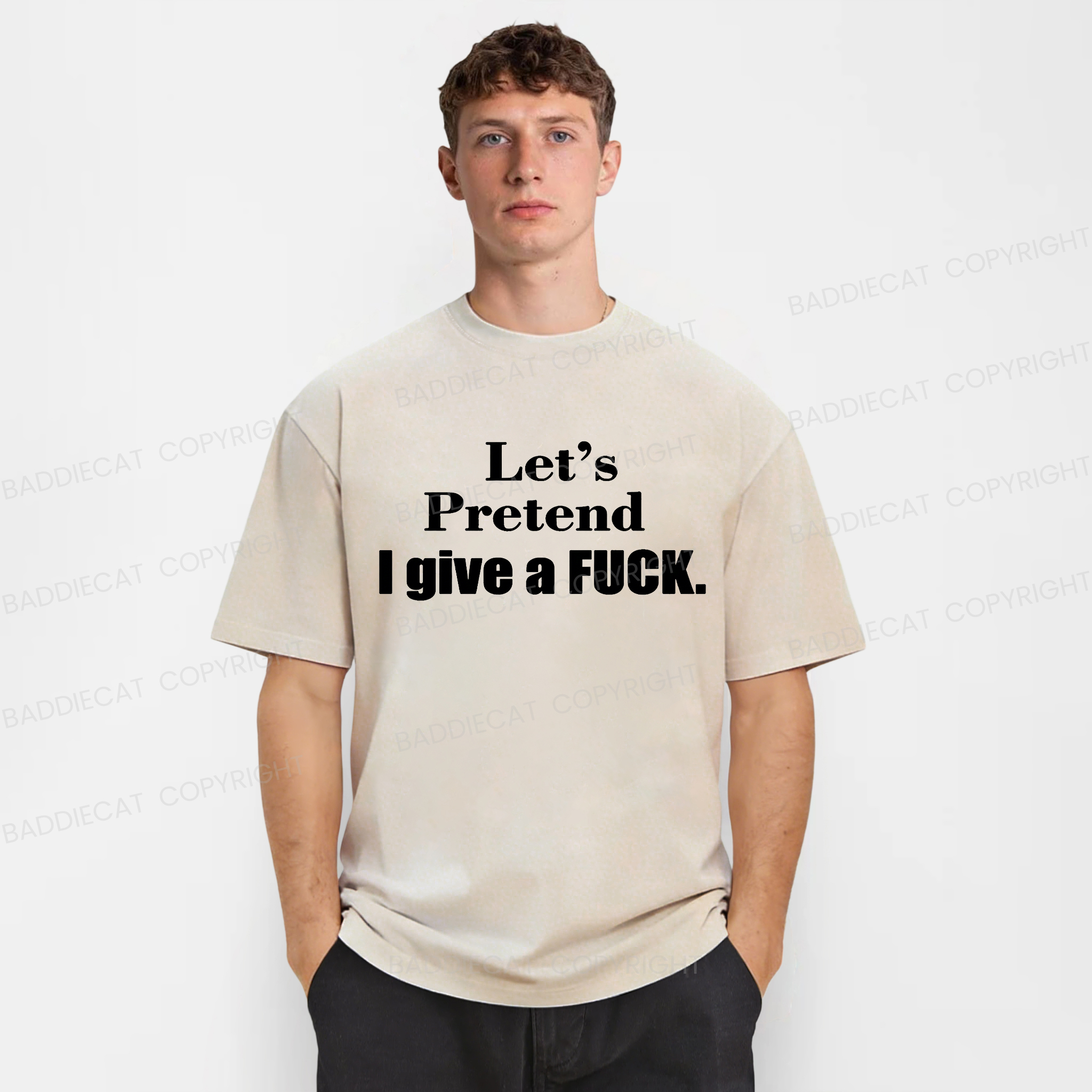 Baddiecat Fuck Funny Quote Retro Washed T-shirt