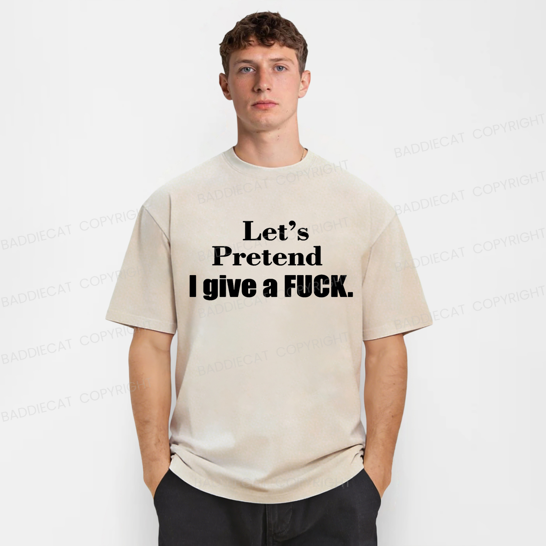Baddiecat Fuck Funny Quote Retro Washed T-shirt