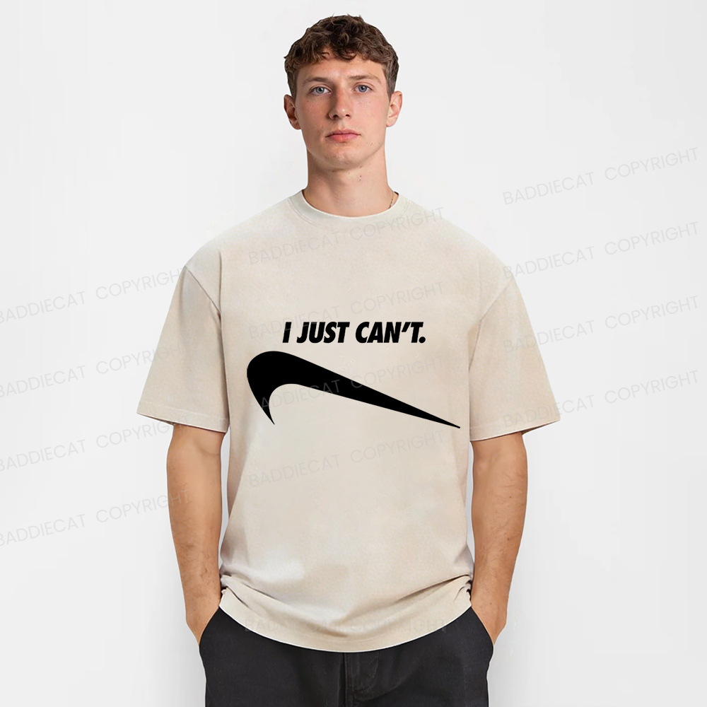 Baddiecat I Just Can't Funny Washed T-shirt