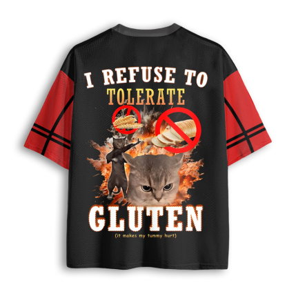 Baddiecat I Refuse To Tolerate Gluten Cat Mesh Jersey