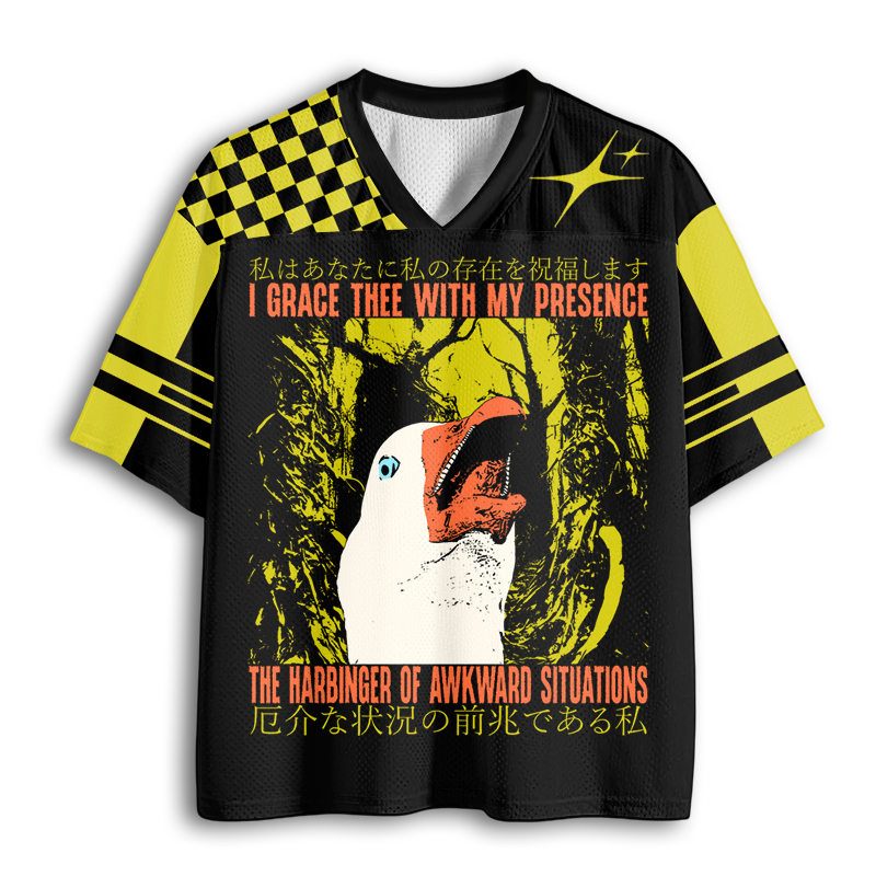 Baddiecat The Harbinger Of Awkward Situations Funny Vintage Japanese Goose Mesh Jersey