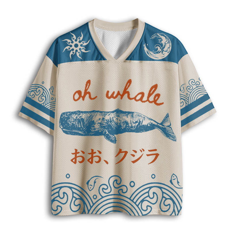 Baddiecat Minimalist Beach Funny Meme Oh Whale Mesh Jersey