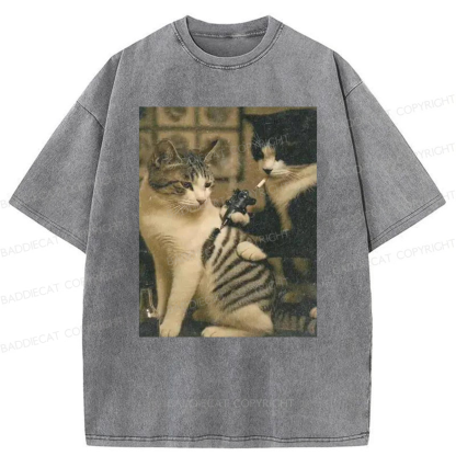 Baddiecat Tattoo Cats Washed T-shirt