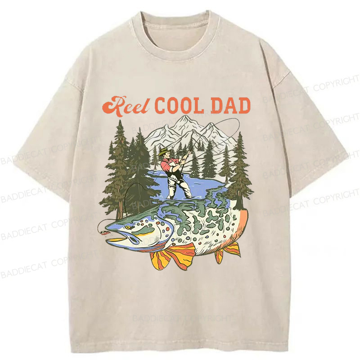 Baddiecat Reel Cool Dad Washed T-shirt