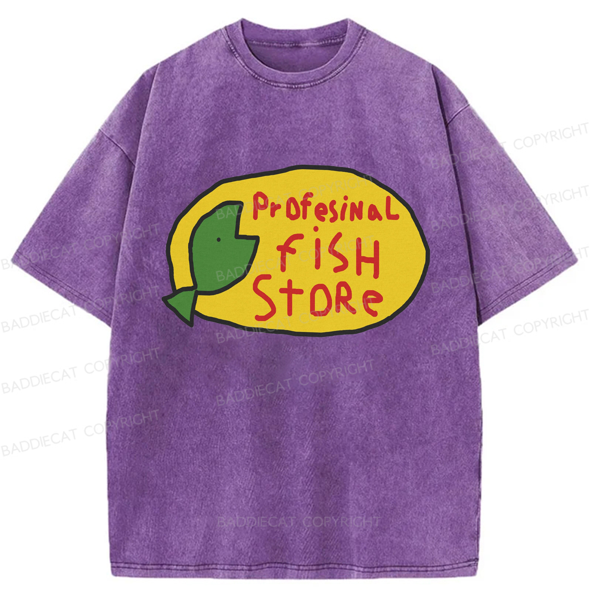 Baddiecat Profesinal Fish Store Washed T-shirt