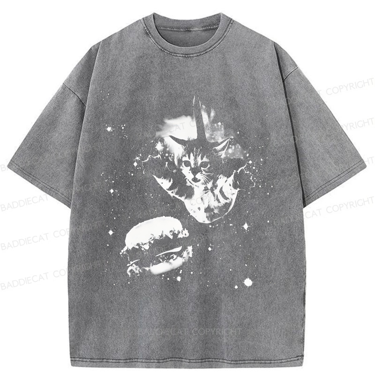 Baddiecat Cat Burger Washed T-shirt