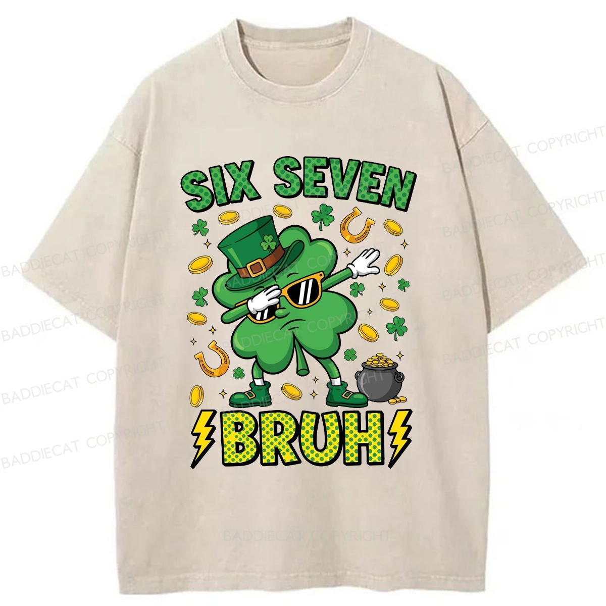 Baddiecat Six Seven Bruh Washed T-shirt