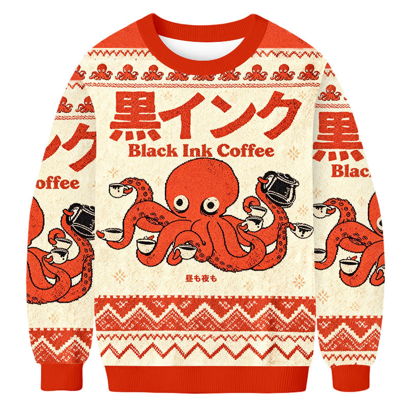 Baddiecat Japanese Octopus Ink Coffee Ugly Sweatshirt
