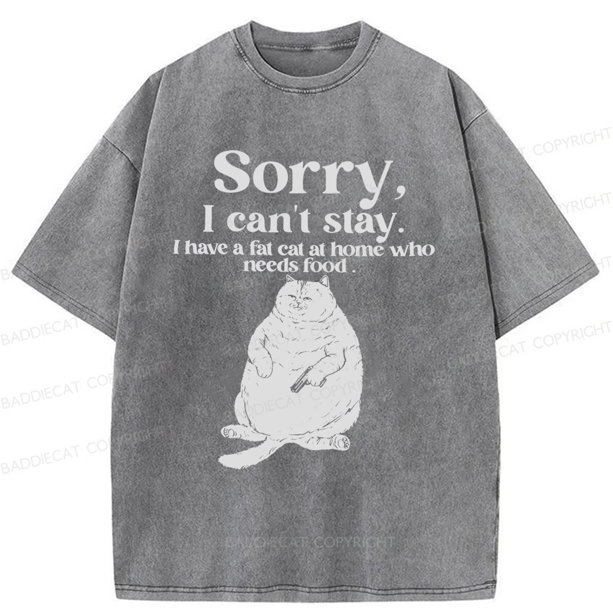 Baddiecat Sorry I Can't Stay Washed T-shirt