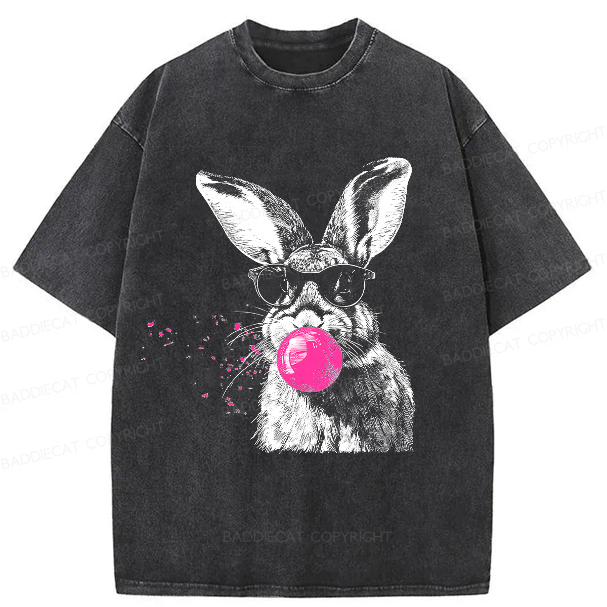 Baddiecat Bubble Gum Bunny Washed T-shirt