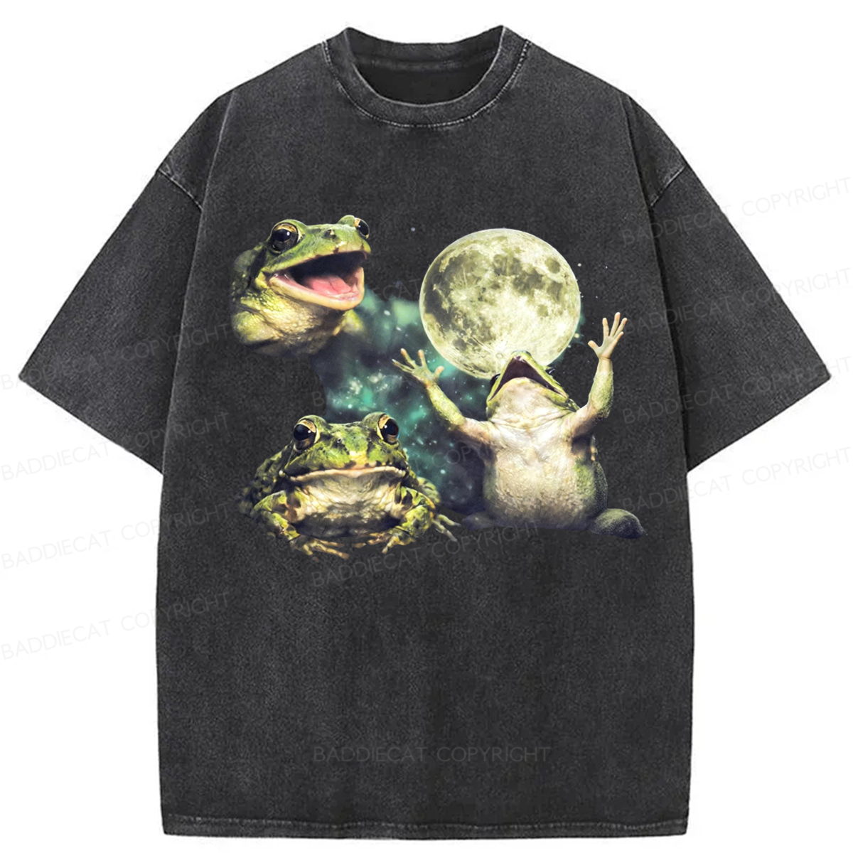 Baddiecat Frog Moon Washed T-shirt