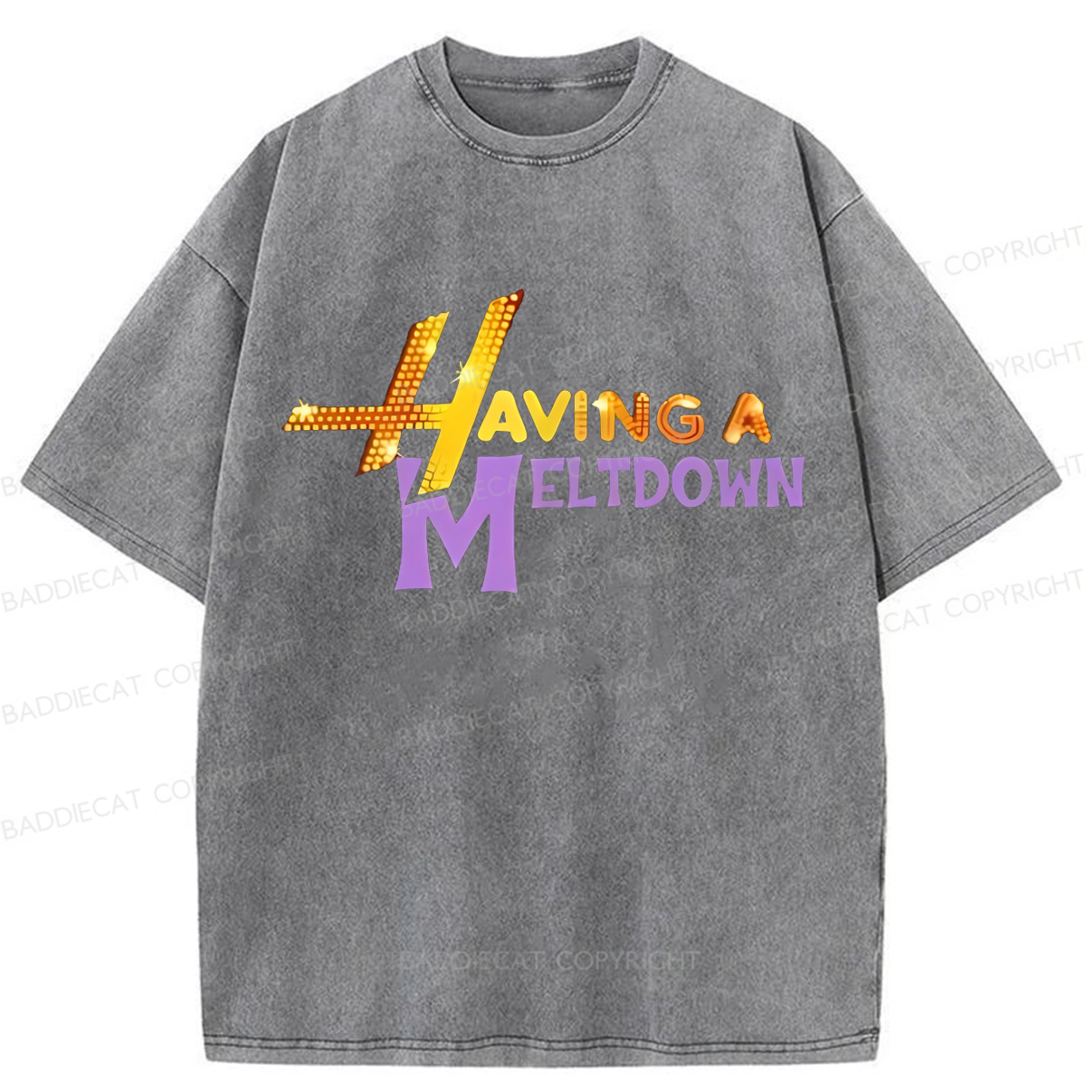Baddiecat Having A Meltdown Washed T-shirt