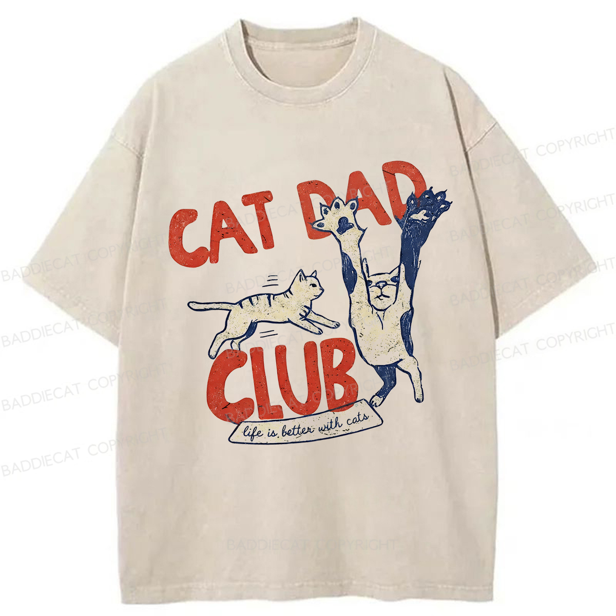 Baddiecat Cat Dad Club Washed T-shirt