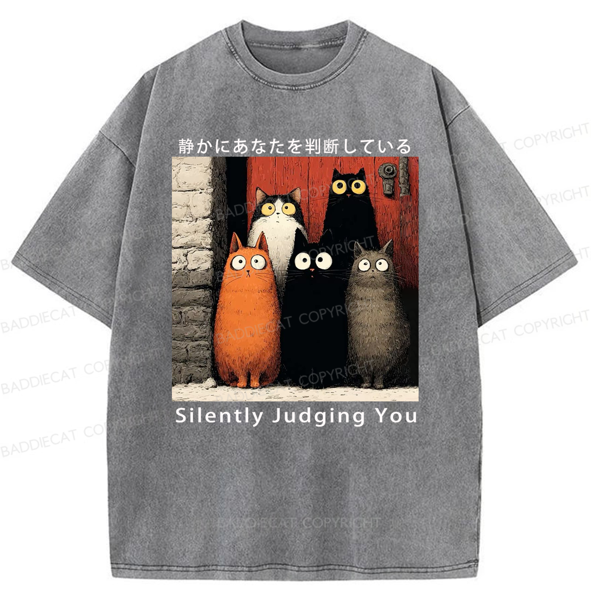 Baddiecat Cats Silently Judging You Washed T-shirt