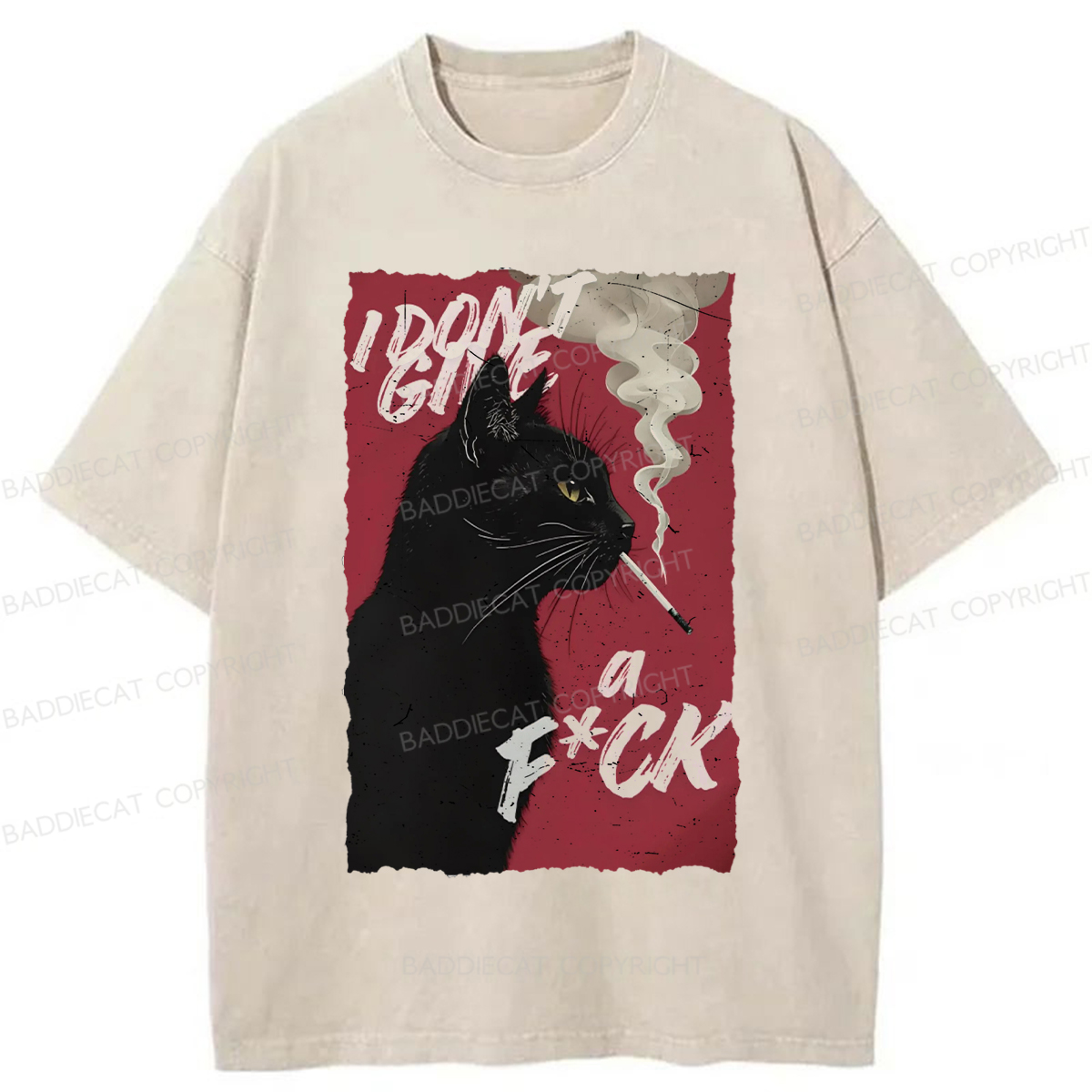 Baddiecat Rebellious Black Cat Washed T-shirt