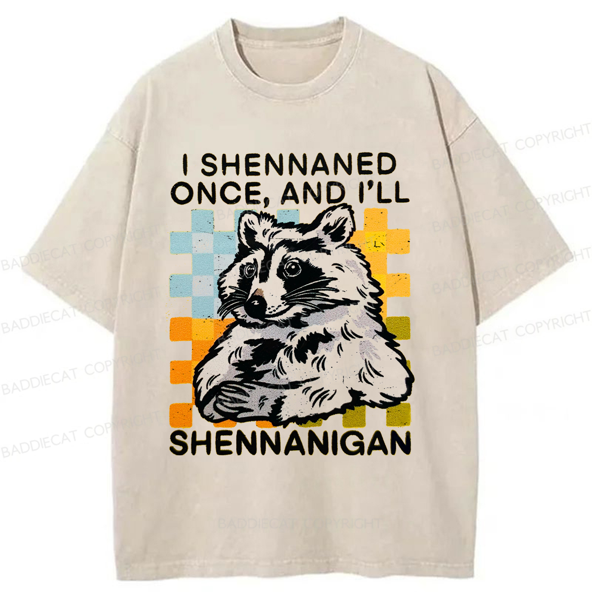 Baddiecat Mischievous Raccoon Washed T-shirt