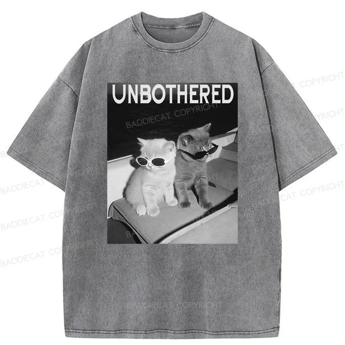 Baddiecat Unbothered Cats Washed T-shirt