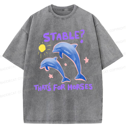 Baddiecat Funny Dolphin Washed T-shirt