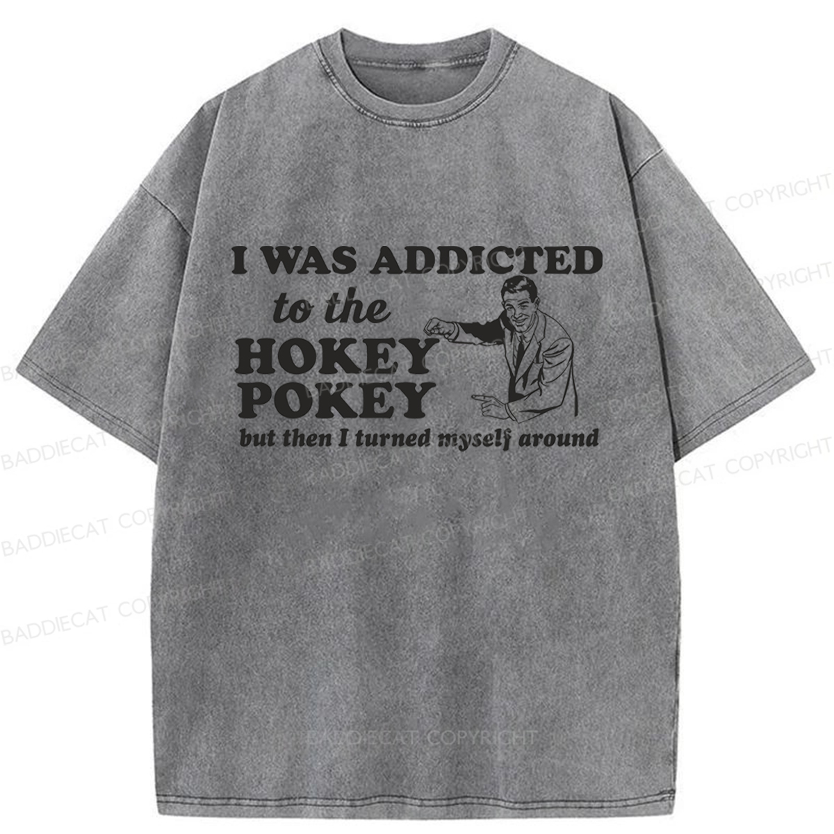 Baddiecat Hokey Pokey Funny Pun Dance Washed T-shirt