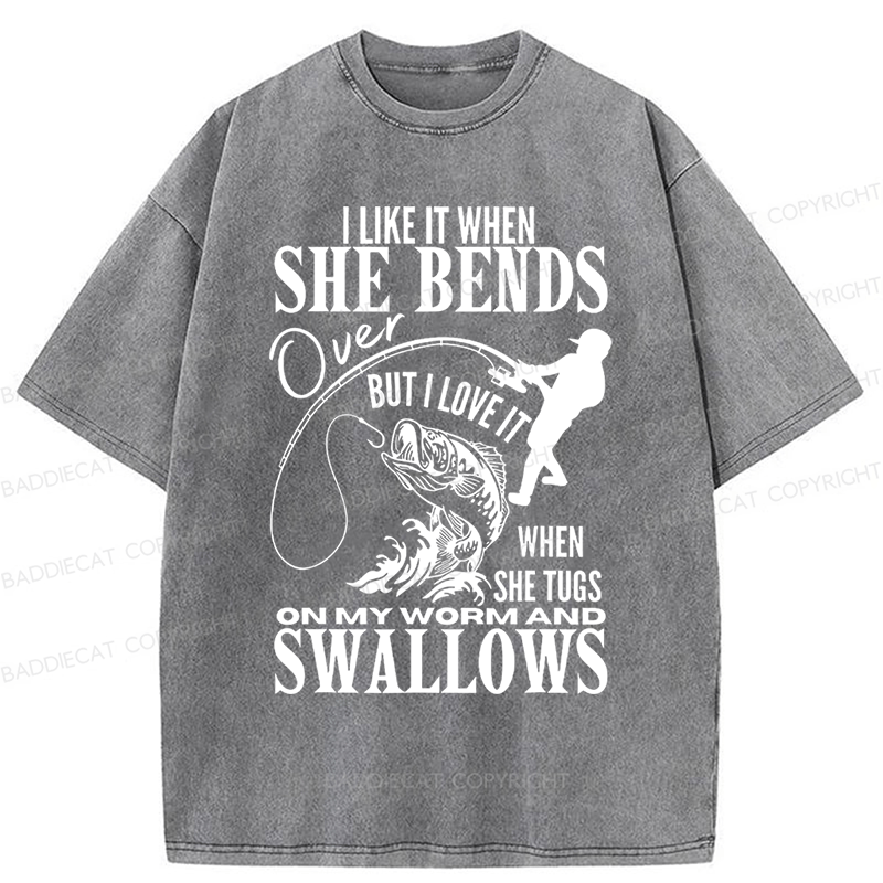 Baddiecat I Like It When She Bends Washed T-shirt