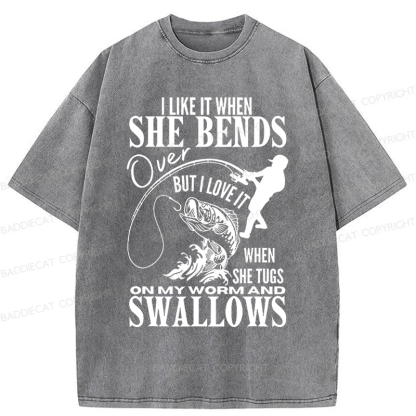Baddiecat I Like It When She Bends Washed T-shirt