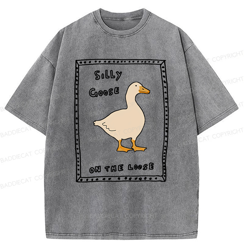 Baddiecat Silly Goose On The Loose Washed T-shirt
