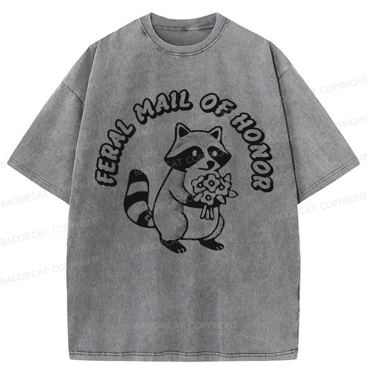 Baddiecat Feral Maid Of Honor Opossum Washed T-shirt