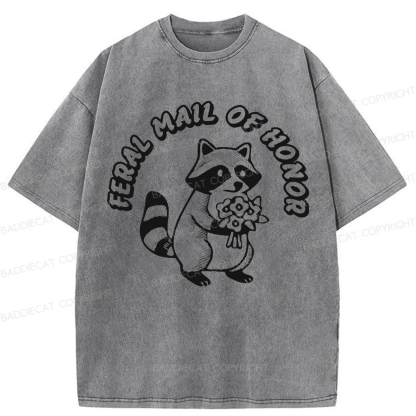 Baddiecat Feral Maid Of Honor Opossum Washed T-shirt